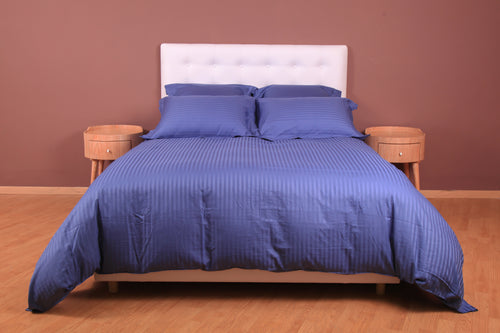 Ensembles en satin de coton rayé/Housse couette/Drap housse/Taies d'oreillers