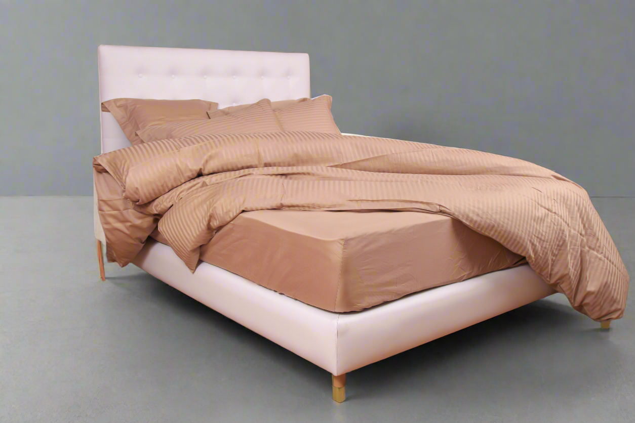 Ensembles en satin de coton rayé/Housse couette/Drap housse/Taies d'oreillers