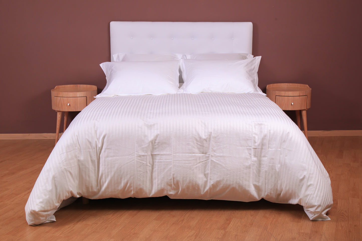 Ensembles en satin de coton rayé/Housse couette/Drap housse/Taies d'oreillers