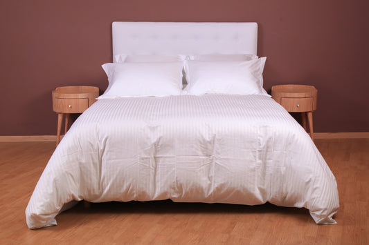 Ensembles en satin de coton rayé/Housse couette/Drap housse/Taies d'oreillers
