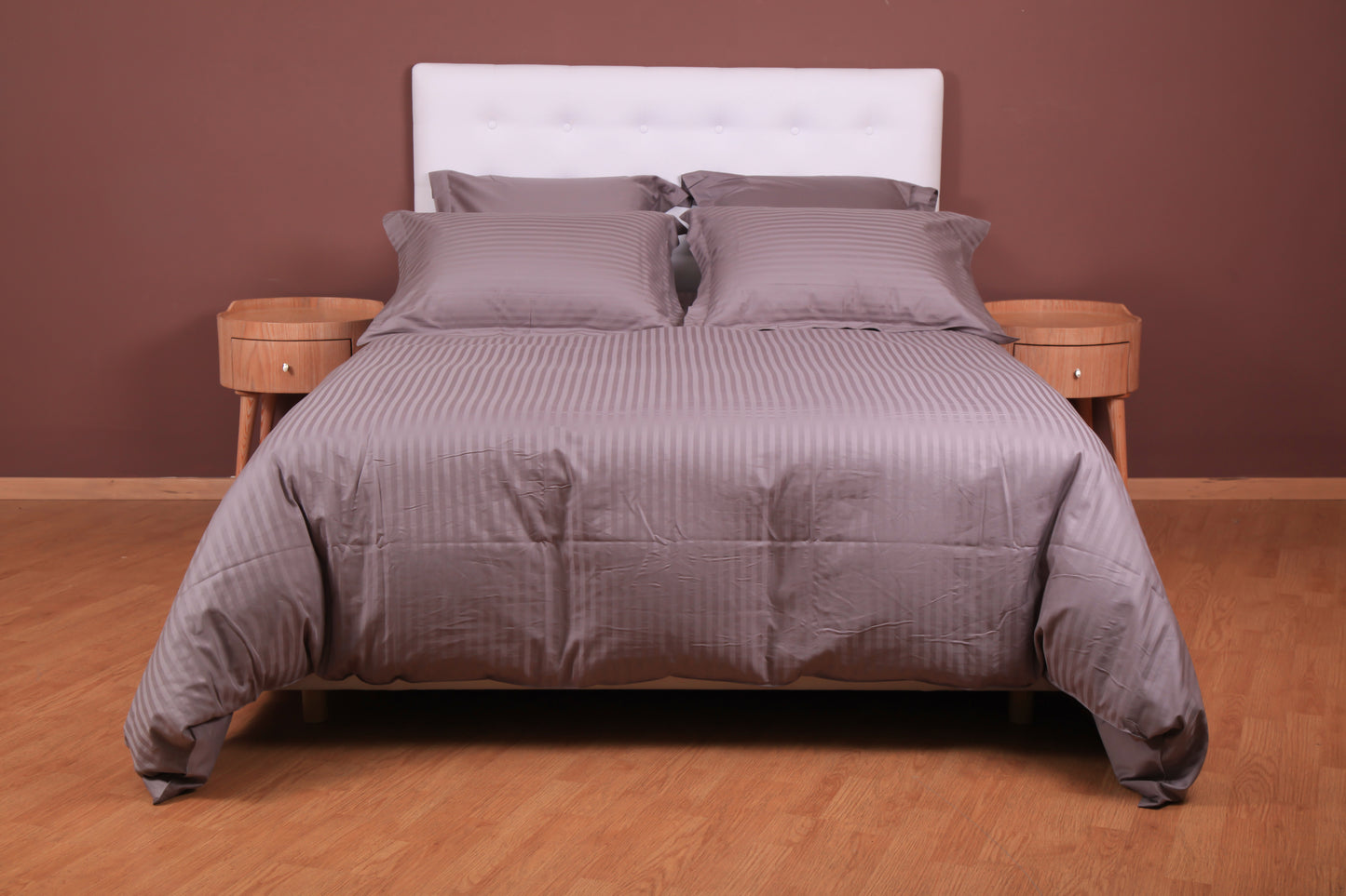 Ensembles en satin de coton rayé/Housse couette/Drap housse/Taies d'oreillers