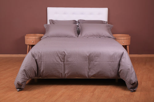 Ensembles en satin de coton rayé/Housse couette/Drap housse/Taies d'oreillers
