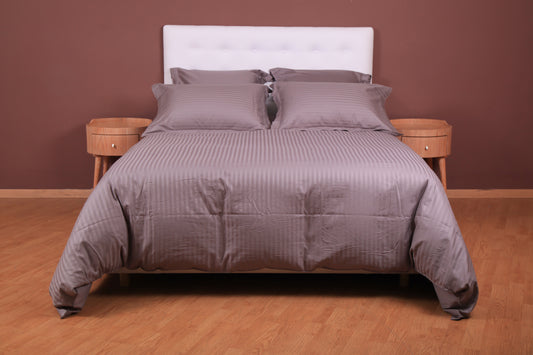 Ensembles en satin de coton rayé/Housse couette/Drap housse/Taies d'oreillers