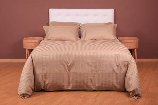 Ensembles en satin de coton rayé/Housse couette/Drap housse/Taies d'oreillers