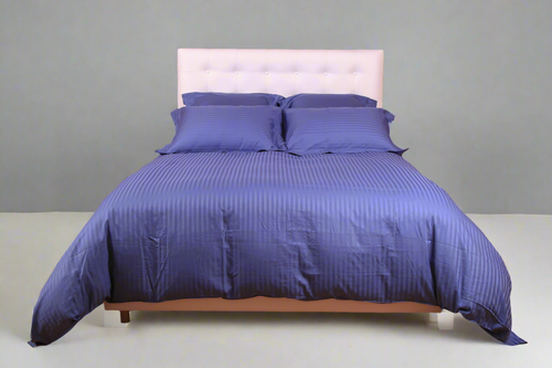 Ensembles en satin de coton rayé/Housse couette/Drap housse/Taies d'oreillers