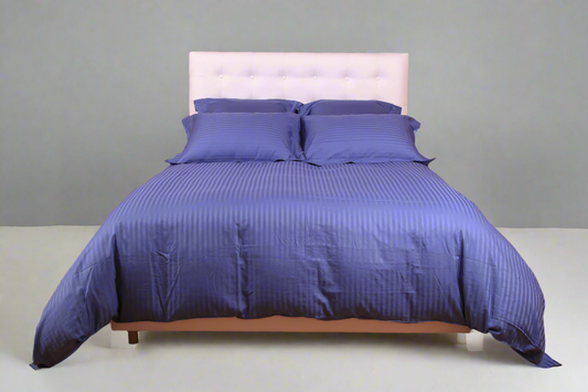 Ensembles en satin de coton rayé/Housse couette/Drap housse/Taies d'oreillers