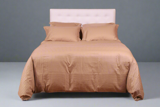 Ensembles en satin de coton rayé/Housse couette/Drap housse/Taies d'oreillers