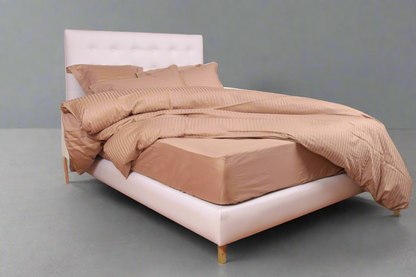 Ensembles en satin de coton rayé/Housse couette/Drap housse/Taies d'oreillers