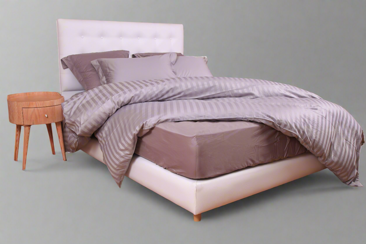Ensembles en satin de coton rayé/Housse couette/Drap housse/Taies d'oreillers