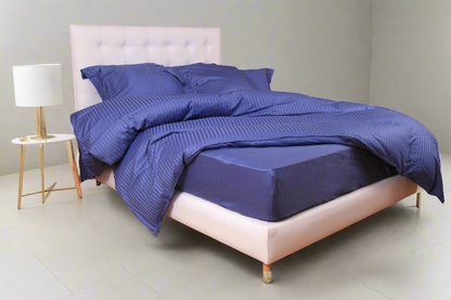 Ensembles en satin de coton rayé/Housse couette/Drap housse/Taies d'oreillers