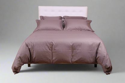 Ensembles en satin de coton rayé/Housse couette/Drap housse/Taies d'oreillers