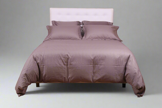 Ensembles en satin de coton rayé/Housse couette/Drap housse/Taies d'oreillers